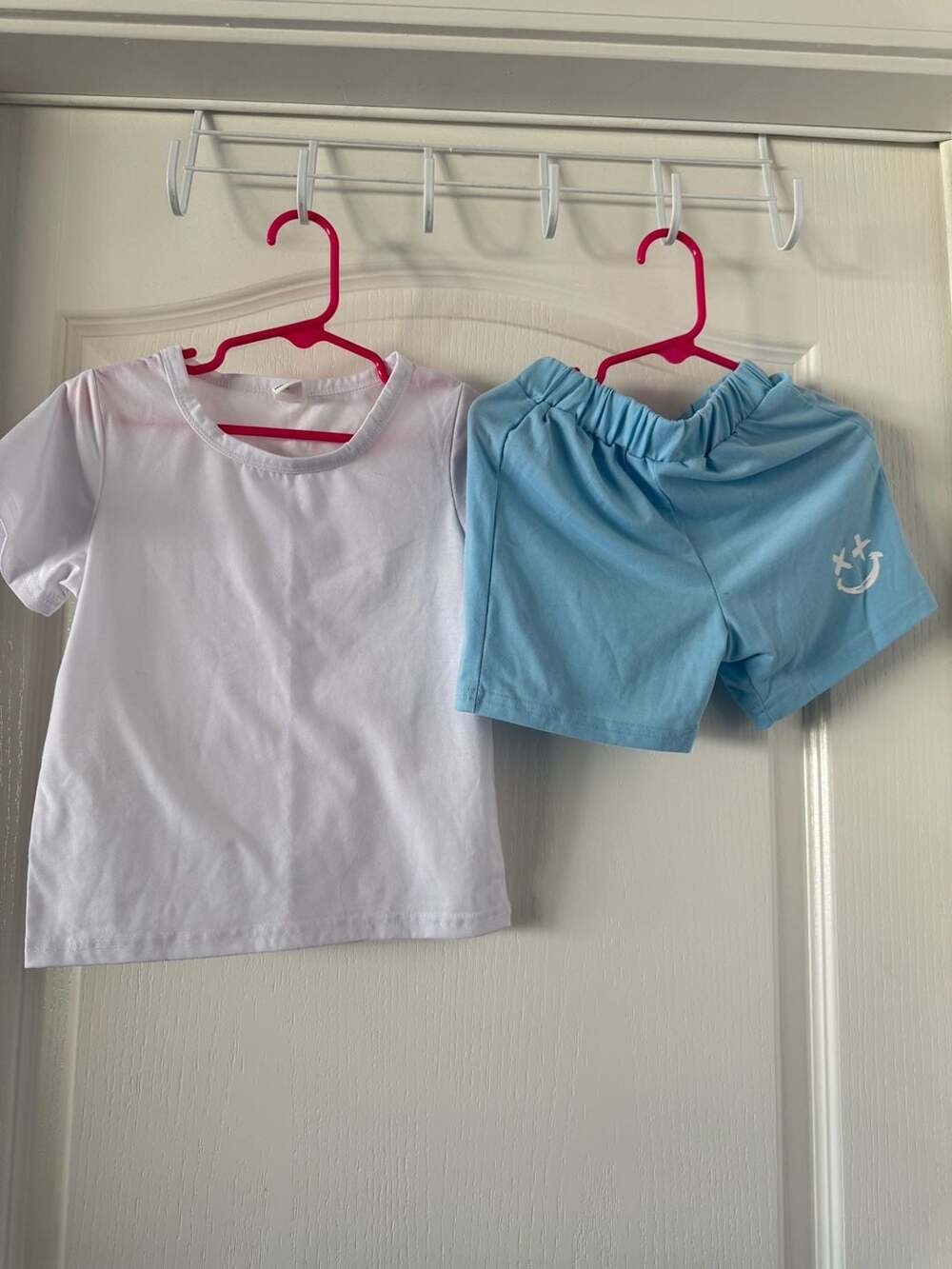 Toddler Kids Two-Piece Short Sleeve T-Shirt and Smiley Face Shorts Set